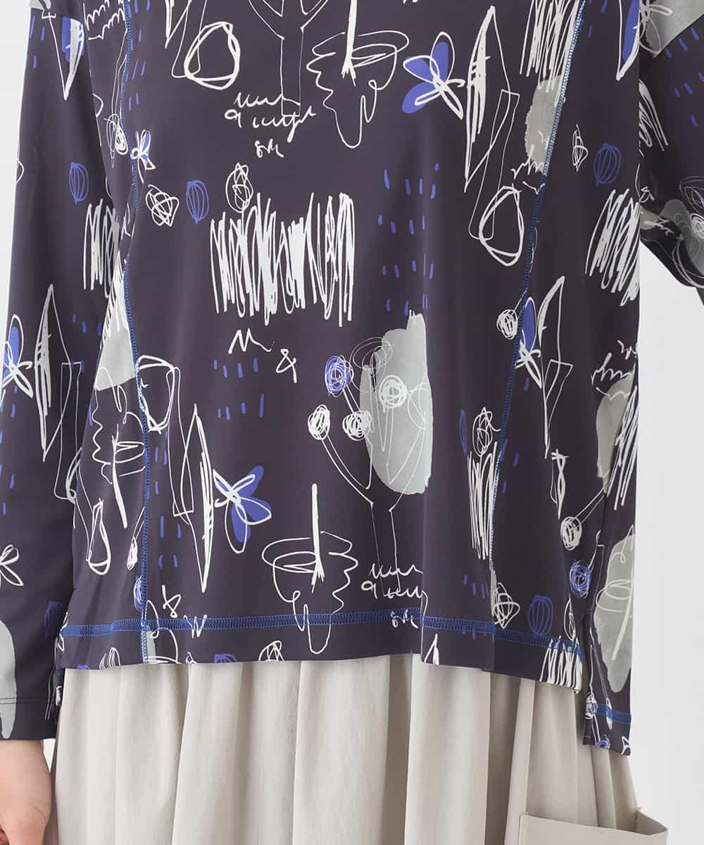 REKDD60230 HIROKO BIS(ヒロコ ビス) アートプリントカットソー ネイビー
