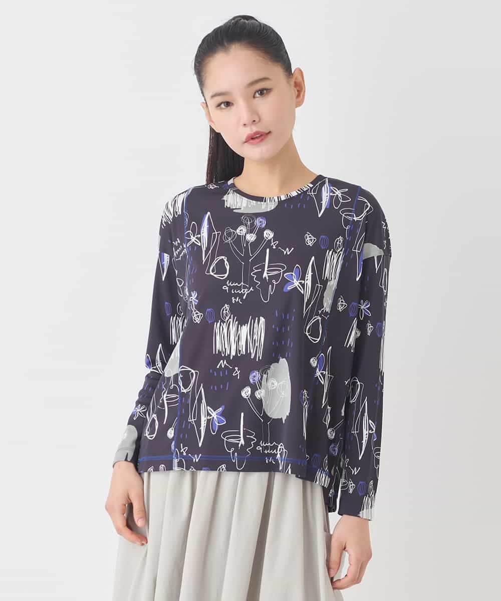 REKDD60230 HIROKO BIS(ヒロコ ビス) アートプリントカットソー ネイビー