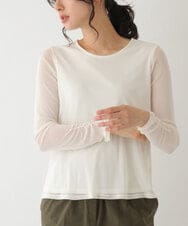REKDS73190 HIROKO BIS(ヒロコ ビス) 【洗える/日本製】チュールカットソー ホワイト