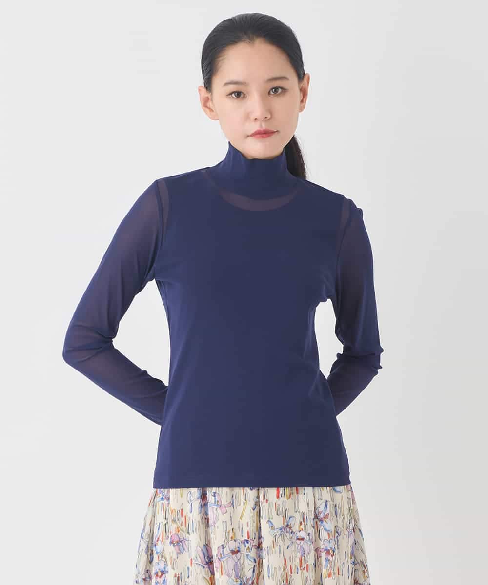 REKED85070 HIROKO BIS(ヒロコ ビス) シアーハイネックカットソー ネイビー