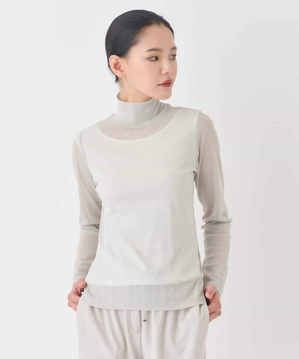 REKED85070 HIROKO BIS(ヒロコ ビス) シアーハイネックカットソー ライトグレー