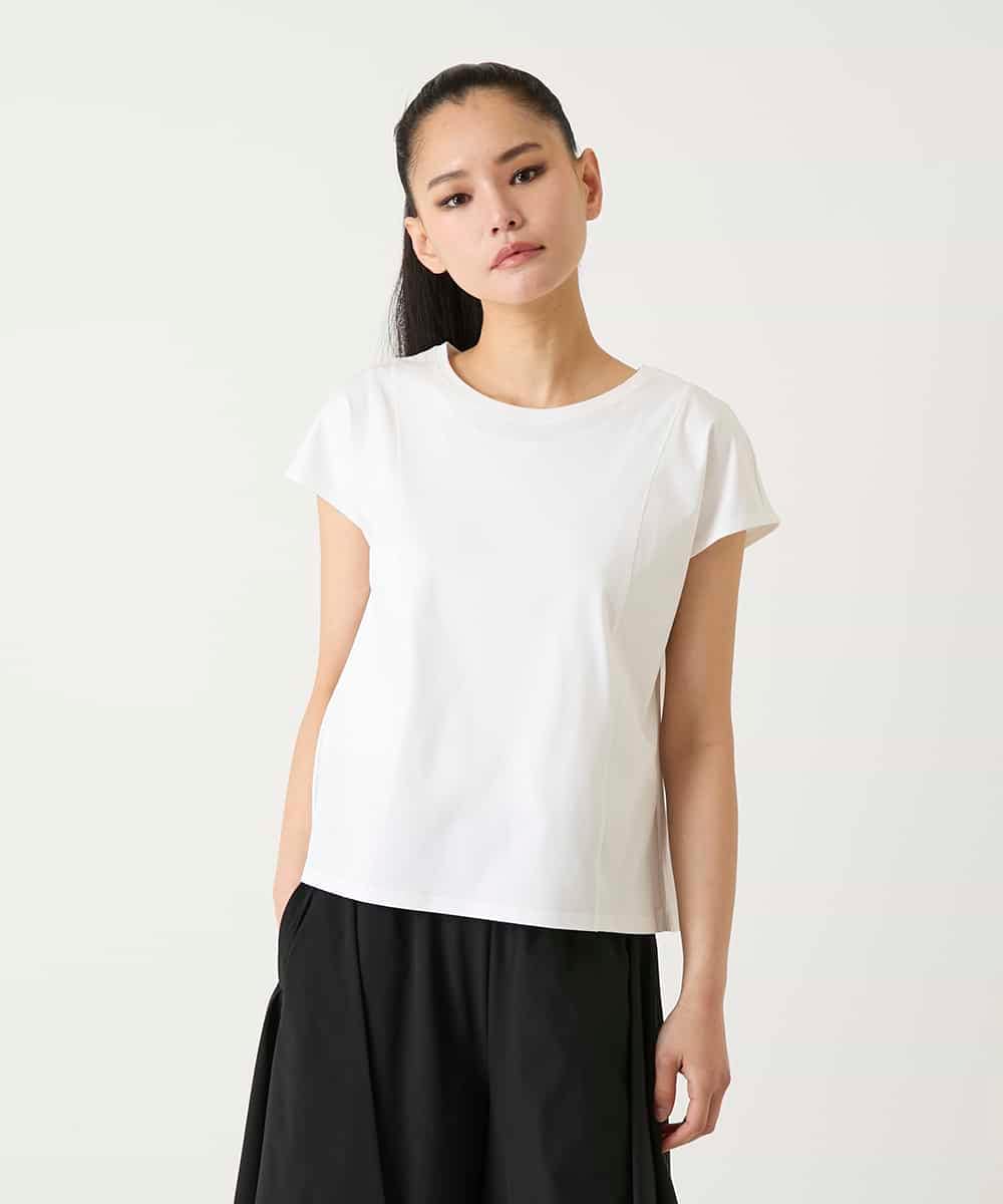 REKFD70110 HIROKO BIS(ヒロコ ビス) フレンチスリーブコットンカットソー ホワイト