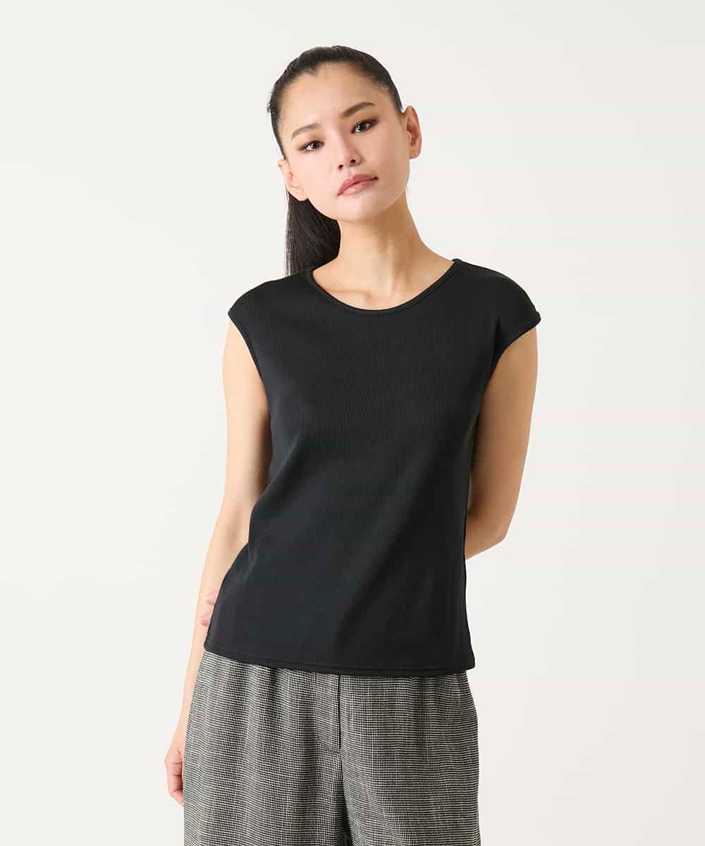 REKGE80098 HIROKO BIS(ヒロコ ビス) キャップスリーブデザインカットソー ブラック