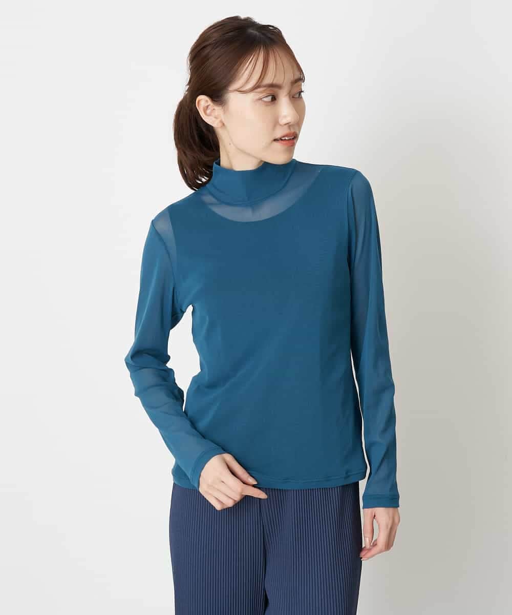 REKGS75070 HIROKO BIS(ヒロコ ビス) 【洗濯機で洗える】ハイネックメッシュプルオーバー グリーン