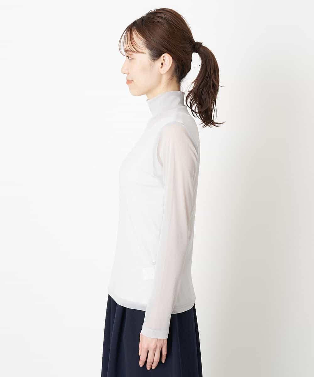 REKGS75070 HIROKO BIS(ヒロコ ビス) 【洗濯機で洗える】ハイネックメッシュプルオーバー ライトグレー