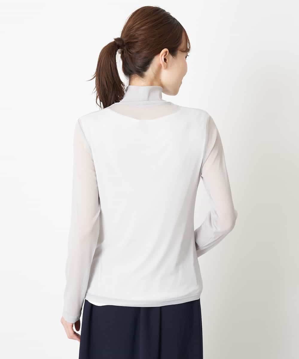 REKGS75070 HIROKO BIS(ヒロコ ビス) 【洗濯機で洗える】ハイネックメッシュプルオーバー ライトグレー