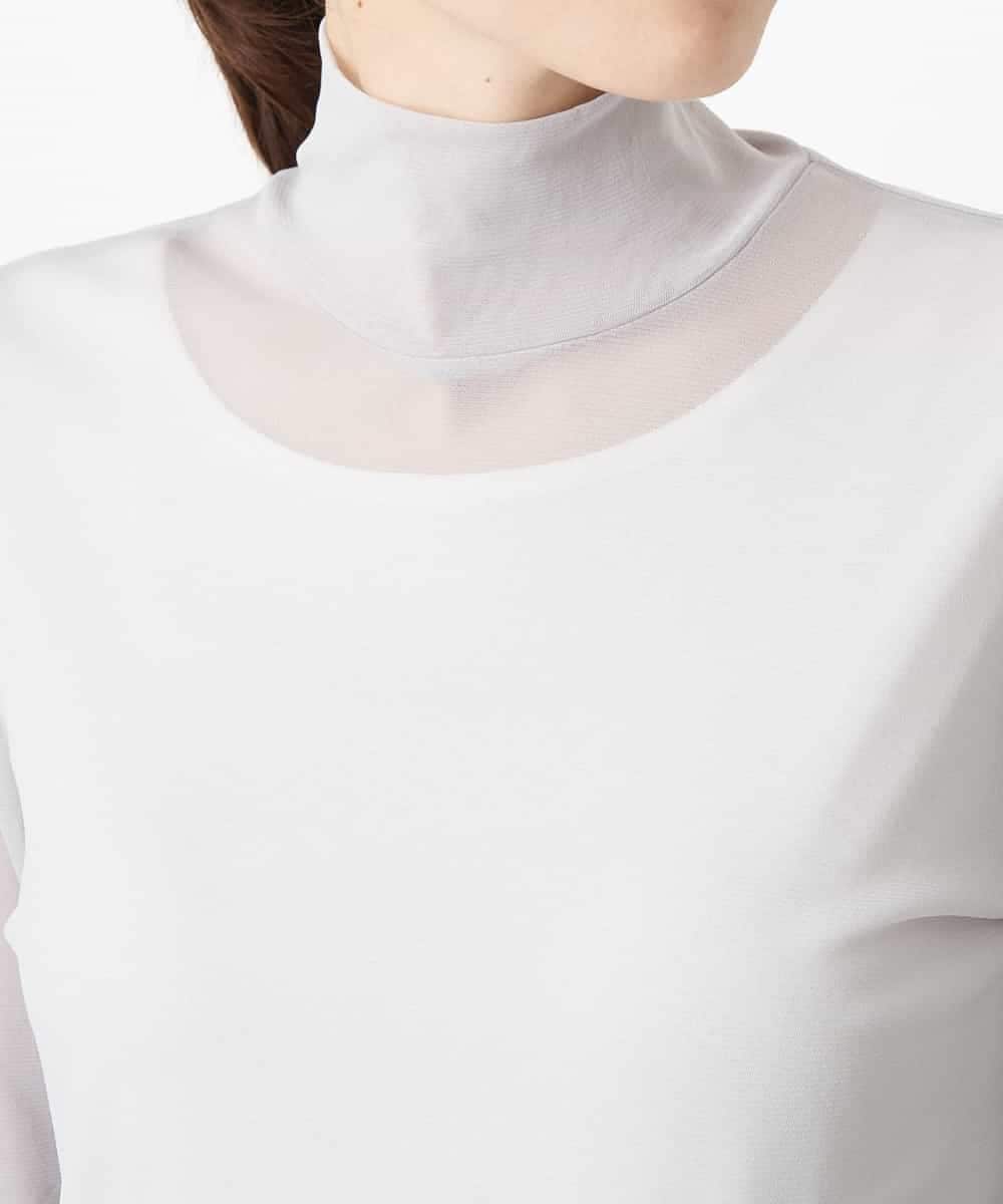 REKGS75070 HIROKO BIS(ヒロコ ビス) 【洗濯機で洗える】ハイネックメッシュプルオーバー ライトグレー