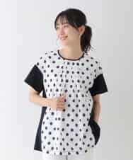 REKGT72230 HIROKO BIS(ヒロコ ビス) 【洗える】ドットディテールジョイントデザインチュニック ネイビー