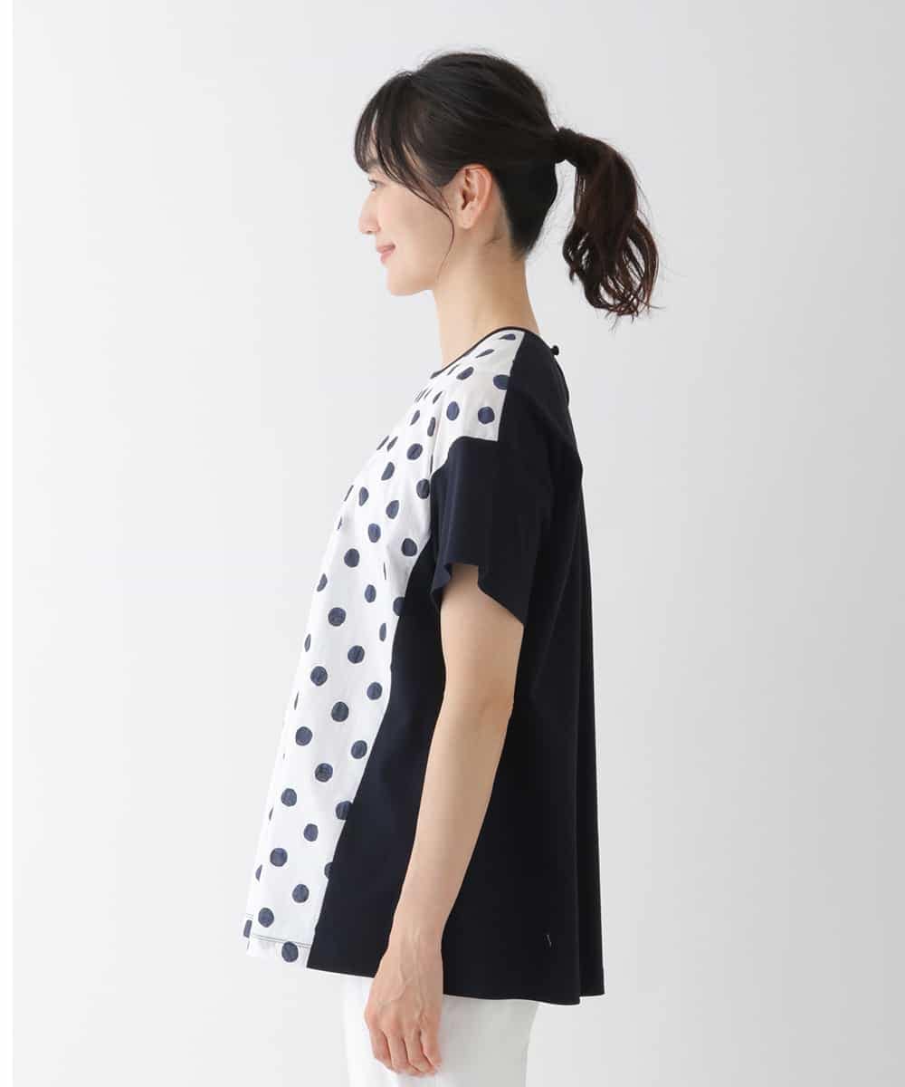 REKGT72230 HIROKO BIS(ヒロコ ビス) 【洗える】ドットディテールジョイントデザインチュニック ネイビー