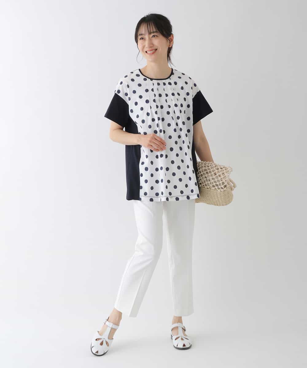 REKGT72230 HIROKO BIS(ヒロコ ビス) 【洗える】ドットディテールジョイントデザインチュニック ネイビー