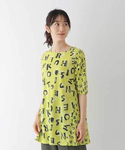 REKGT81230 HIROKO BIS 【洗濯機で洗える】ロゴプリントチュニックカットソー