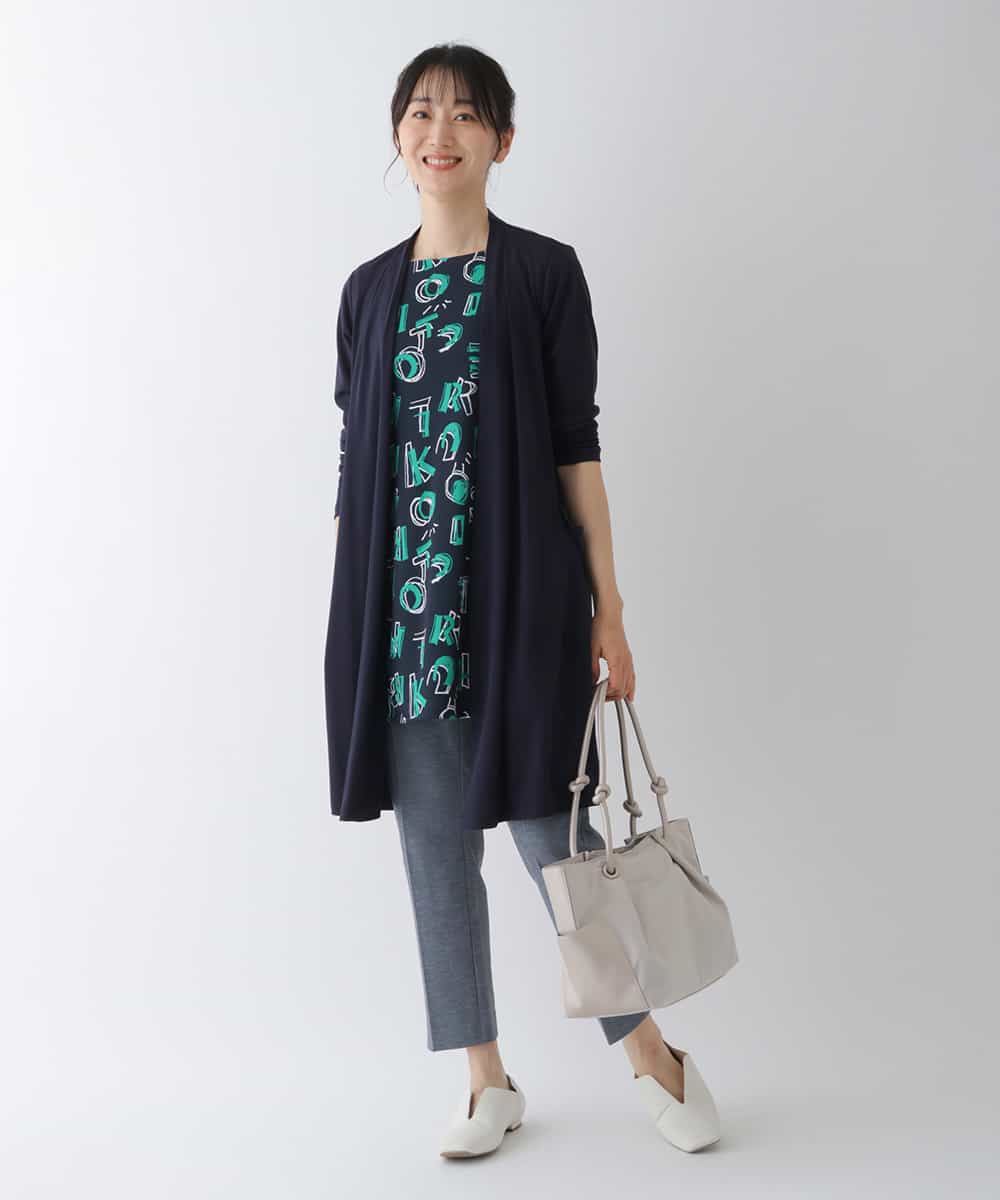 REKGT81230 HIROKO BIS(ヒロコ ビス) 【洗濯機で洗える】ロゴプリントチュニックカットソー ネイビー