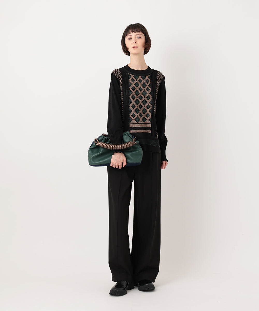RELAV77190 HIROKO BIS(ヒロコ ビス) 2WAYストレッチストレートワイドパンツ ベージュ