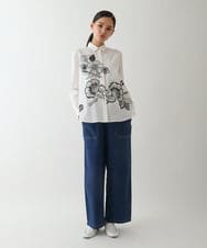 RELDA67230 HIROKO BIS(ヒロコ ビス) 二重織りガーゼデニムパンツ ネイビー