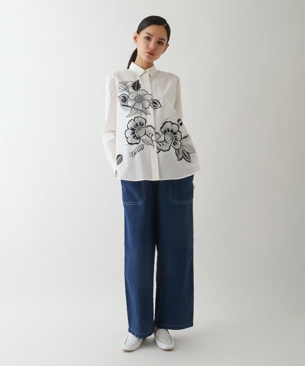 RELDA67230 HIROKO BIS(ヒロコ ビス) 二重織りガーゼデニムパンツ ネイビー