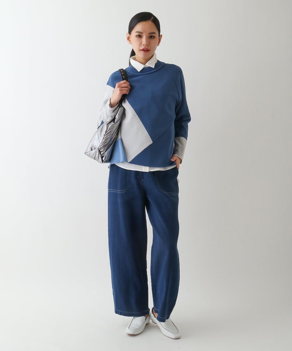RELDA67230 HIROKO BIS(ヒロコ ビス) 二重織りガーゼデニムパンツ ネイビー