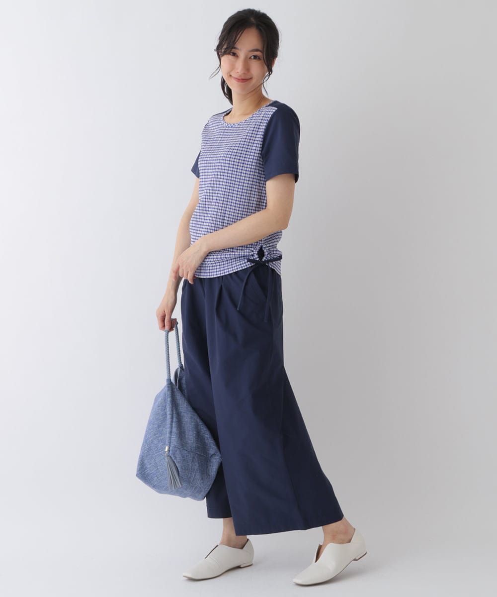 RELFT64190 HIROKO BIS(ヒロコ ビス) 【洗濯機で洗える】ワイドボリュームシルエットパンツ ネイビー