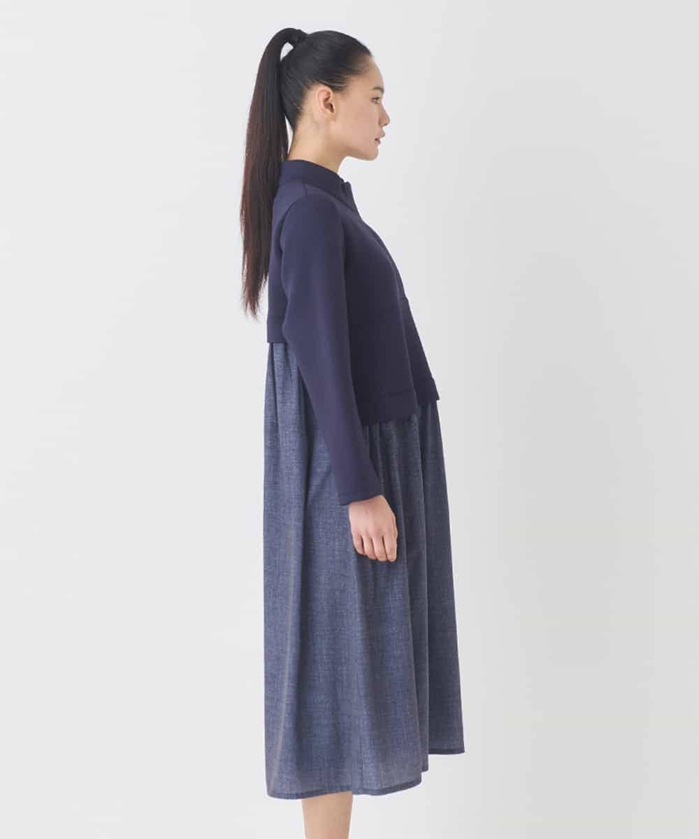 REPDD53360 HIROKO BIS(ヒロコ ビス) 異素材MIXジャージーワンピース ネイビー
