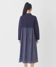 REPDD53360 HIROKO BIS(ヒロコ ビス) 異素材MIXジャージーワンピース ネイビー