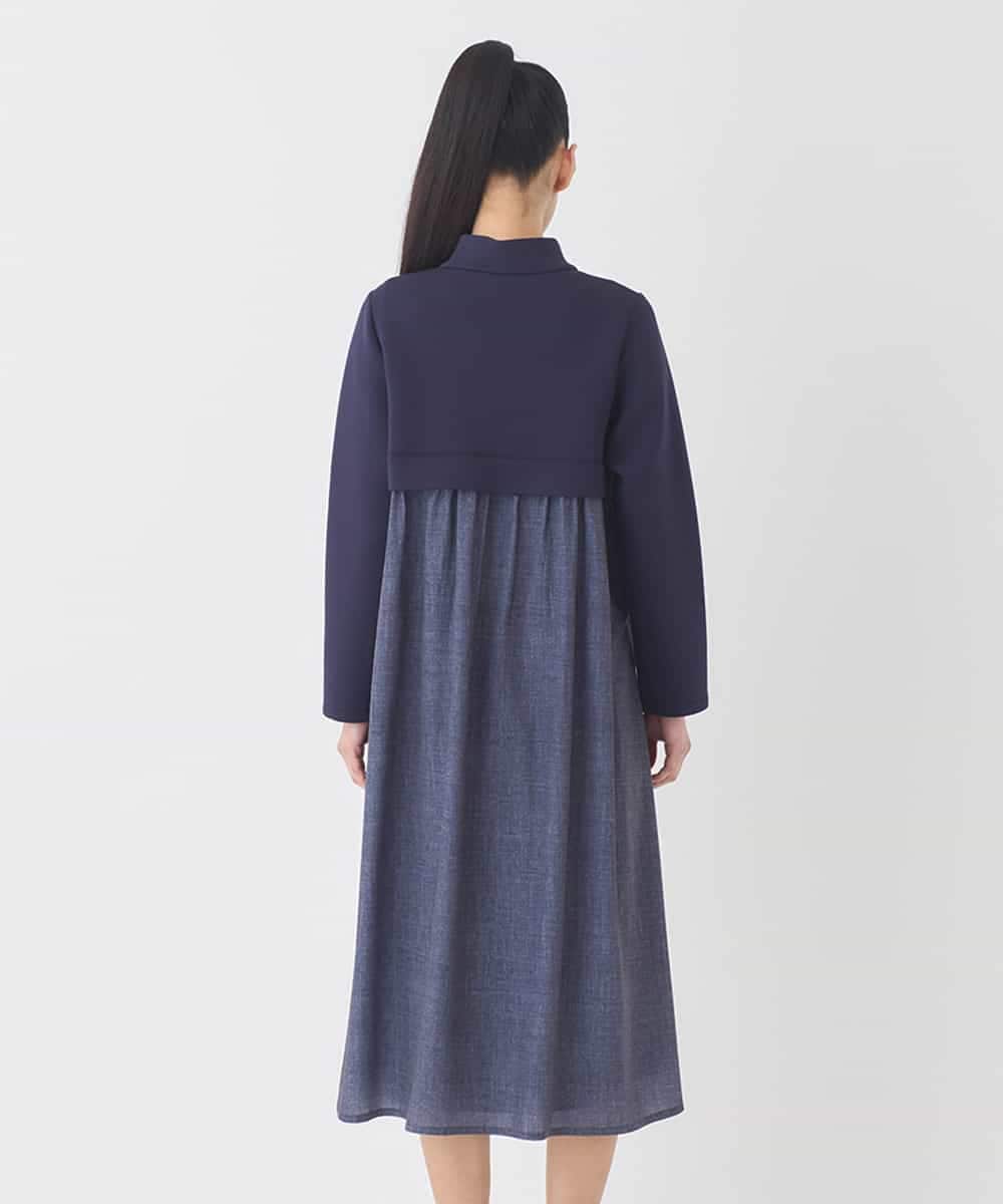 REPDD53360 HIROKO BIS(ヒロコ ビス) 異素材MIXジャージーワンピース ネイビー