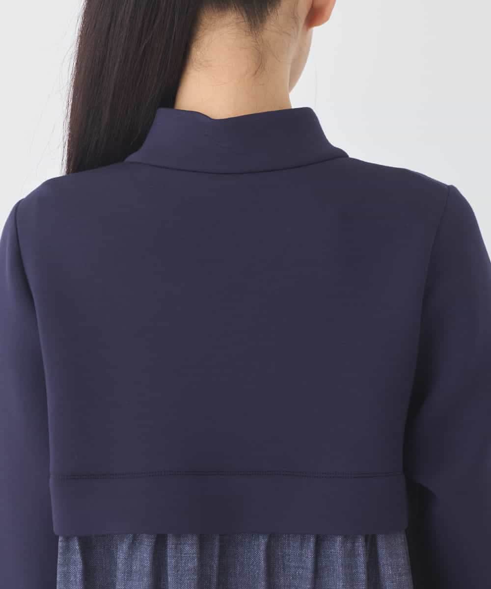 REPDD53360 HIROKO BIS(ヒロコ ビス) 異素材MIXジャージーワンピース ネイビー