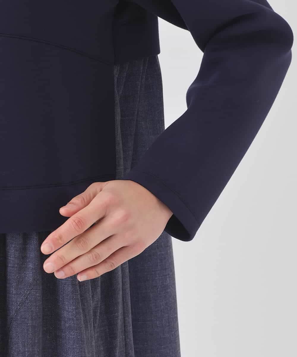 REPDD53360 HIROKO BIS(ヒロコ ビス) 異素材MIXジャージーワンピース ネイビー