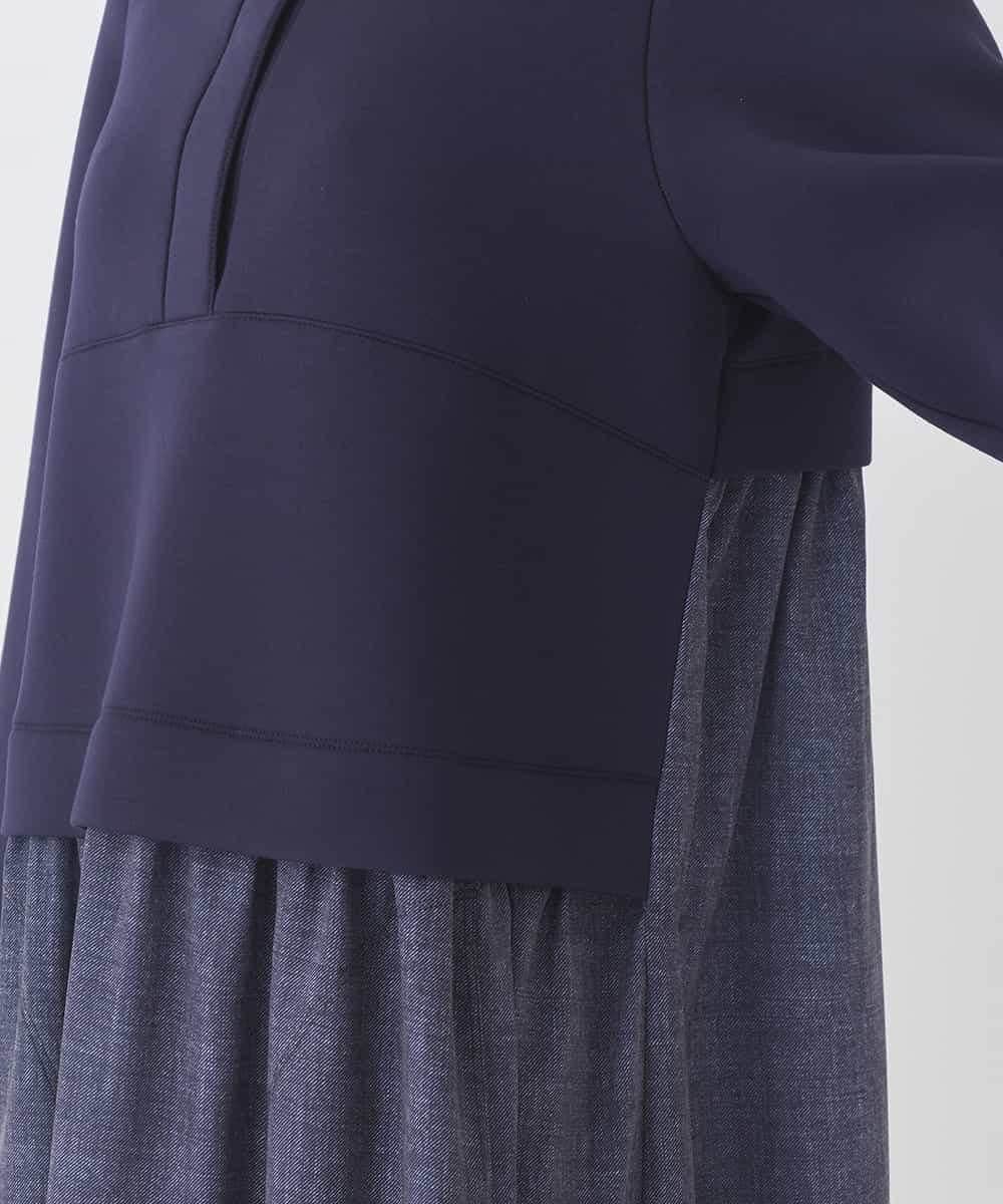 REPDD53360 HIROKO BIS(ヒロコ ビス) 異素材MIXジャージーワンピース ネイビー
