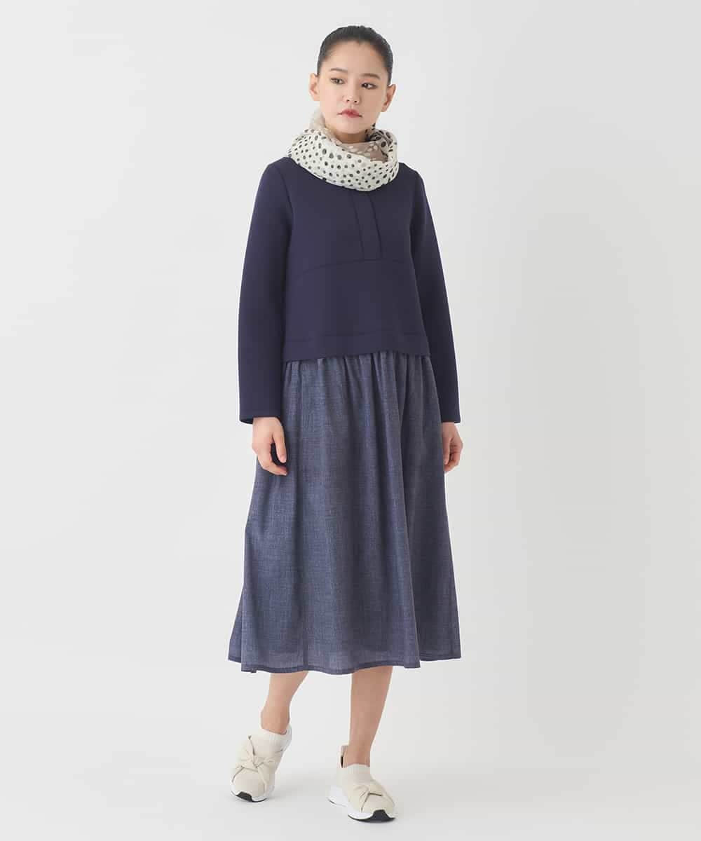 REPDD53360 HIROKO BIS(ヒロコ ビス) 異素材MIXジャージーワンピース ネイビー