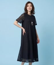 REPGA63330 HIROKO BIS(ヒロコ ビス) 【UVカット/遮熱性】ラッセルメッシュAラインワンピース /洗濯機で洗える ブルー