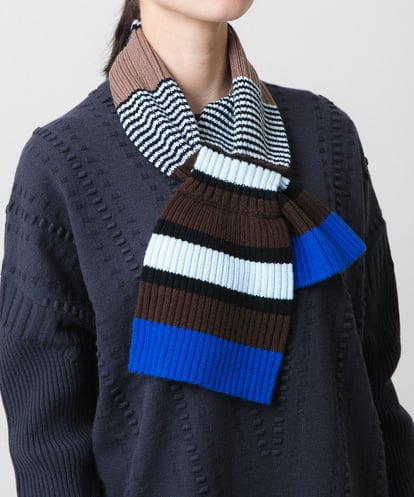 RG3CD01150 TRUNK HIROKO KOSHINO ボーダーニットプチマフラー/洗える