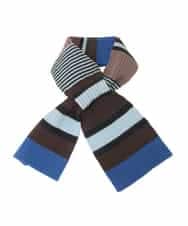 RG3CD01150 TRUNK HIROKO KOSHINO(ヒロココシノ) ボーダーニットプチマフラー/洗える ブルー