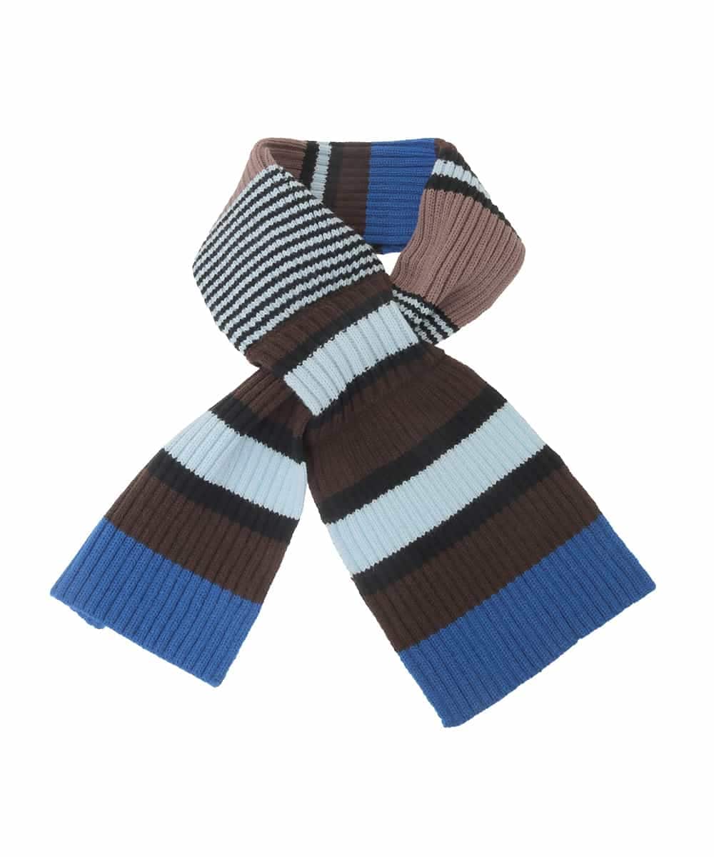 RG3CD01150 TRUNK HIROKO KOSHINO(ヒロココシノ) ボーダーニットプチマフラー/洗える ブルー