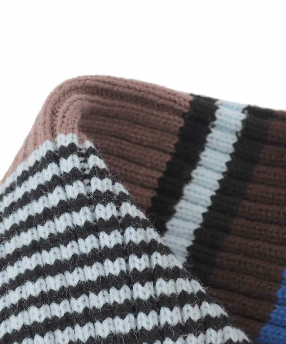 RG3CD01150 TRUNK HIROKO KOSHINO(ヒロココシノ) ボーダーニットプチマフラー/洗える ブルー