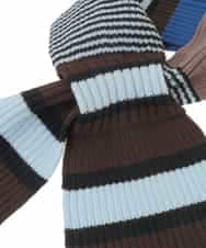 RG3CD01150 TRUNK HIROKO KOSHINO(ヒロココシノ) ボーダーニットプチマフラー/洗える ブルー