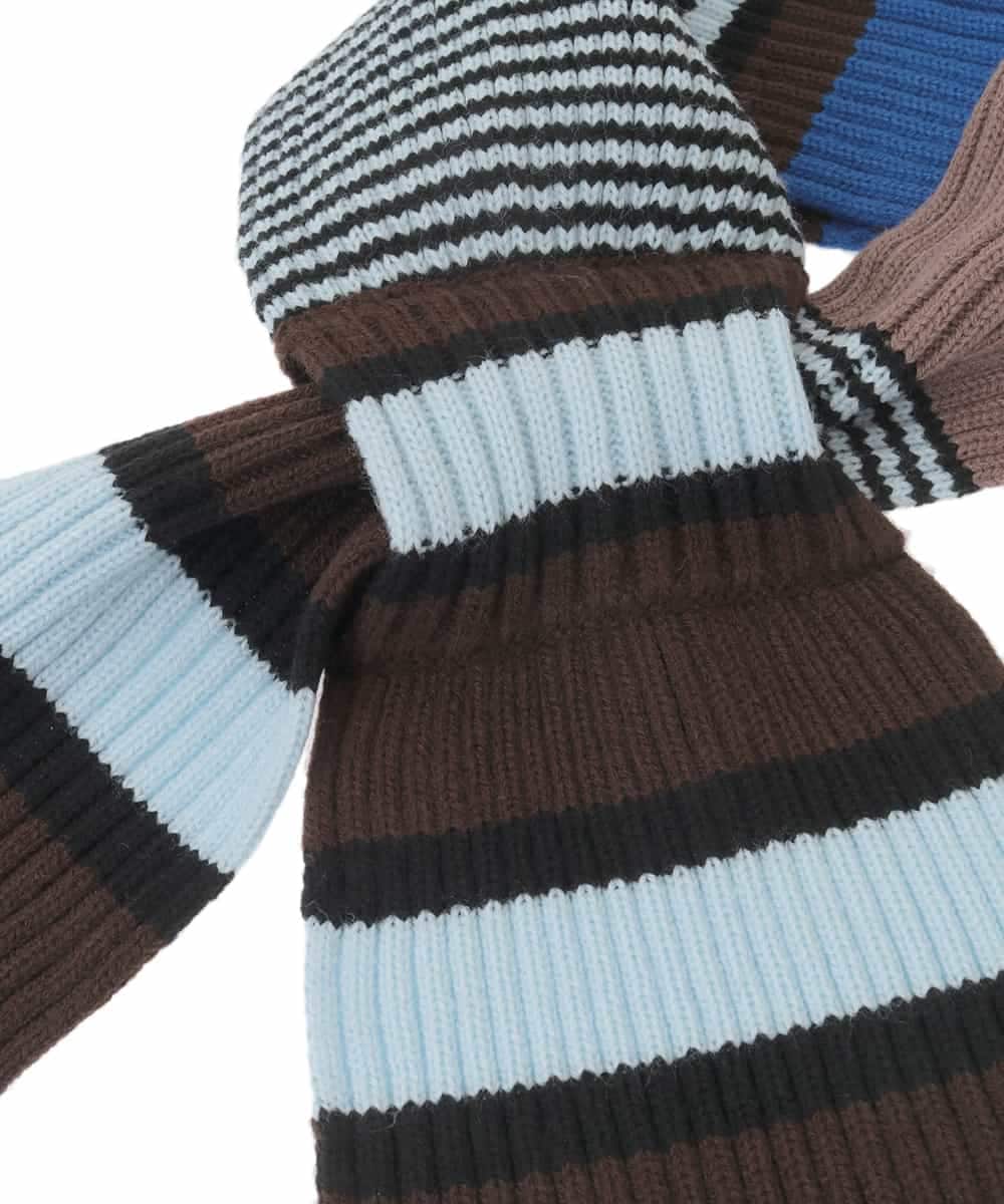 RG3CD01150 TRUNK HIROKO KOSHINO(ヒロココシノ) ボーダーニットプチマフラー/洗える ブルー