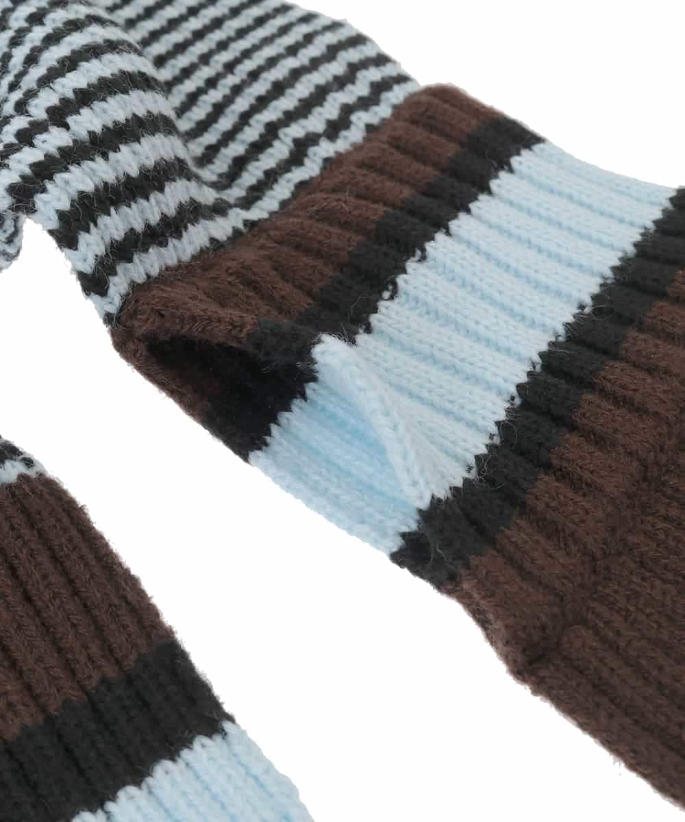 RG3CD01150 TRUNK HIROKO KOSHINO(ヒロココシノ) ボーダーニットプチマフラー/洗える ブルー