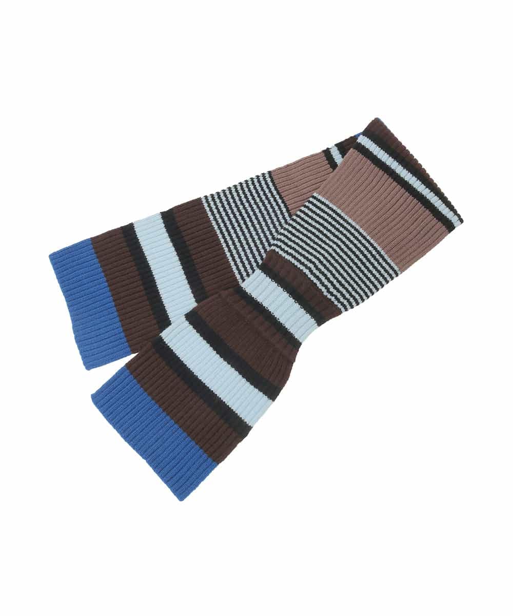 RG3CD01150 TRUNK HIROKO KOSHINO(ヒロココシノ) ボーダーニットプチマフラー/洗える ブルー