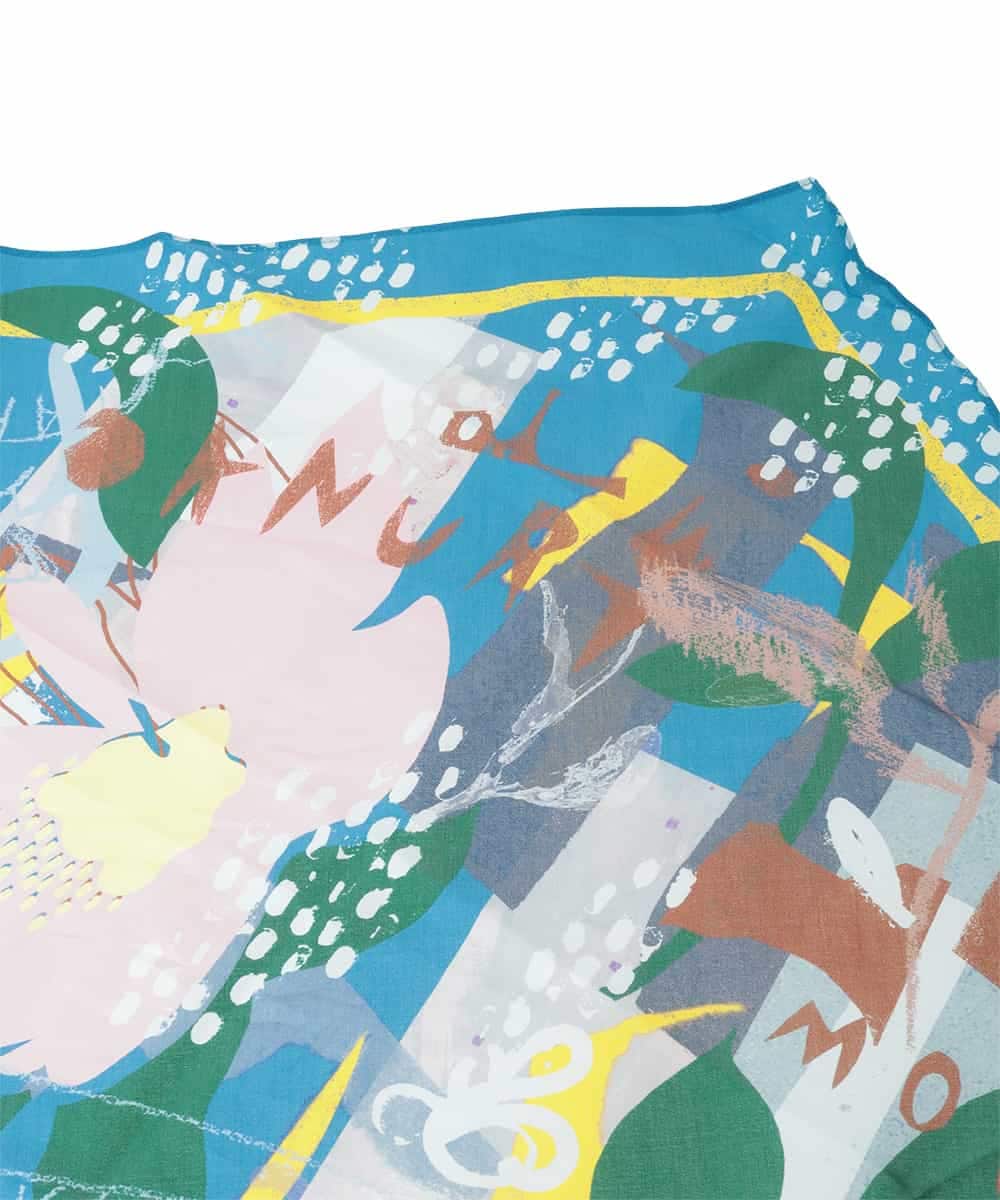 RG3ED11150 TRUNK HIROKO KOSHINO(ヒロココシノ) フラワープリントスカーフ ブルー