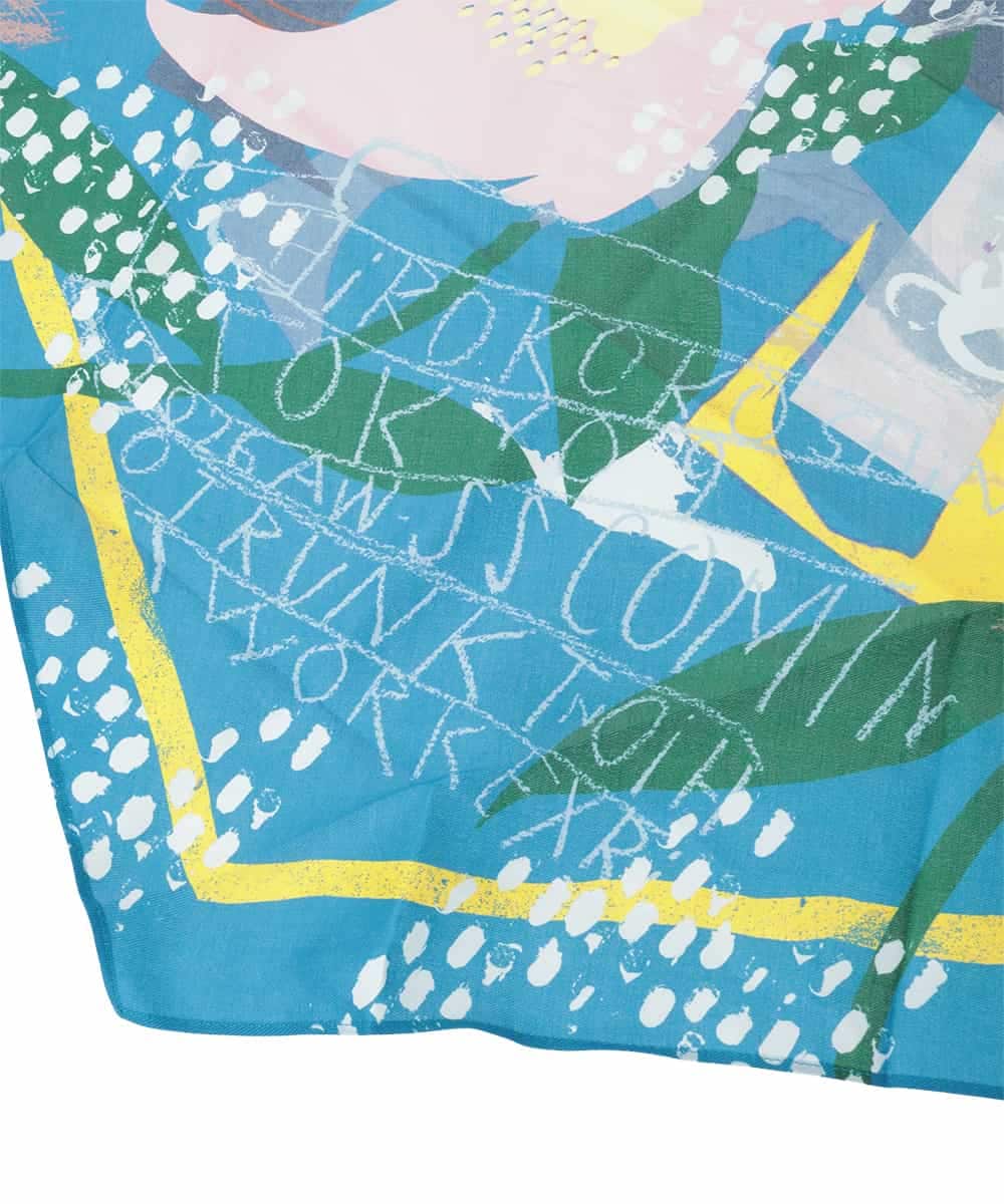 RG3ED11150 TRUNK HIROKO KOSHINO(ヒロココシノ) フラワープリントスカーフ ブルー