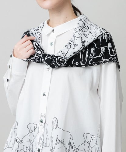 RG3FD01160 TRUNK HIROKO KOSHINO DOGプリントスカーフ /洗える