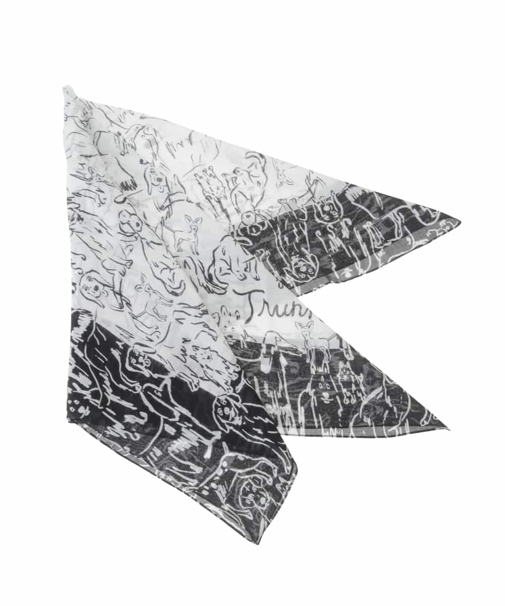 RG3FD01160 TRUNK HIROKO KOSHINO(ヒロココシノ) DOGプリントスカーフ /洗える ホワイト