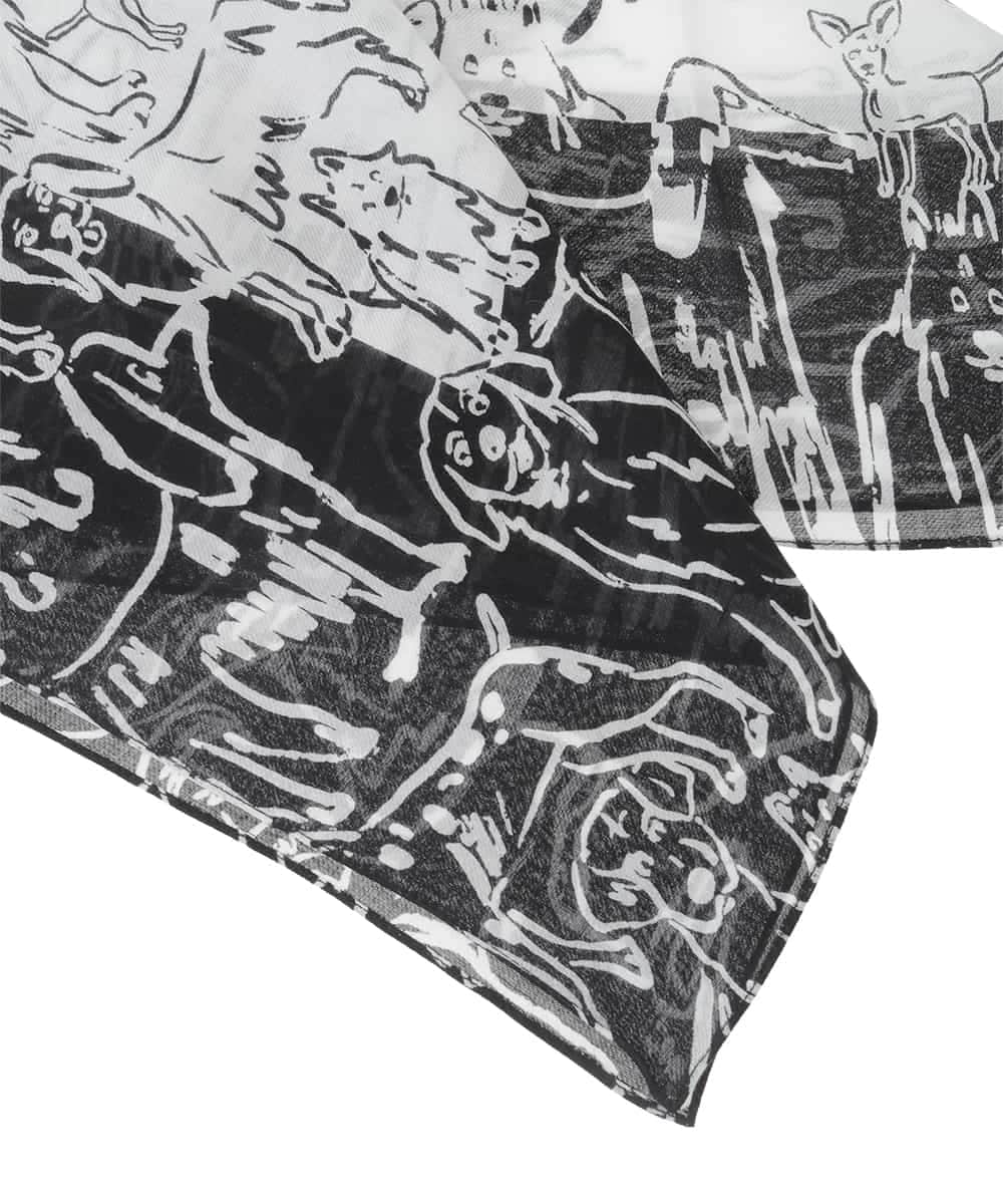 RG3FD01160 TRUNK HIROKO KOSHINO(ヒロココシノ) DOGプリントスカーフ /洗える ホワイト