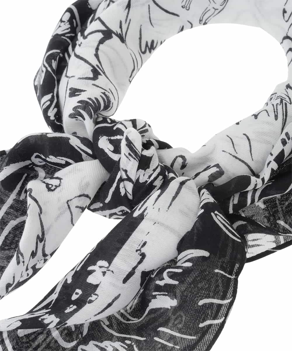 RG3FD01160 TRUNK HIROKO KOSHINO(ヒロココシノ) DOGプリントスカーフ /洗える ホワイト