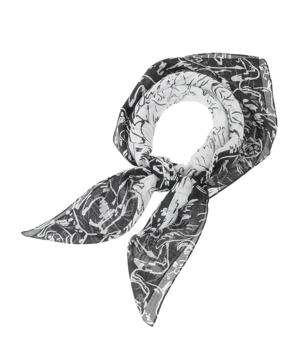 RG3FD01160 TRUNK HIROKO KOSHINO(ヒロココシノ) DOGプリントスカーフ /洗える ホワイト