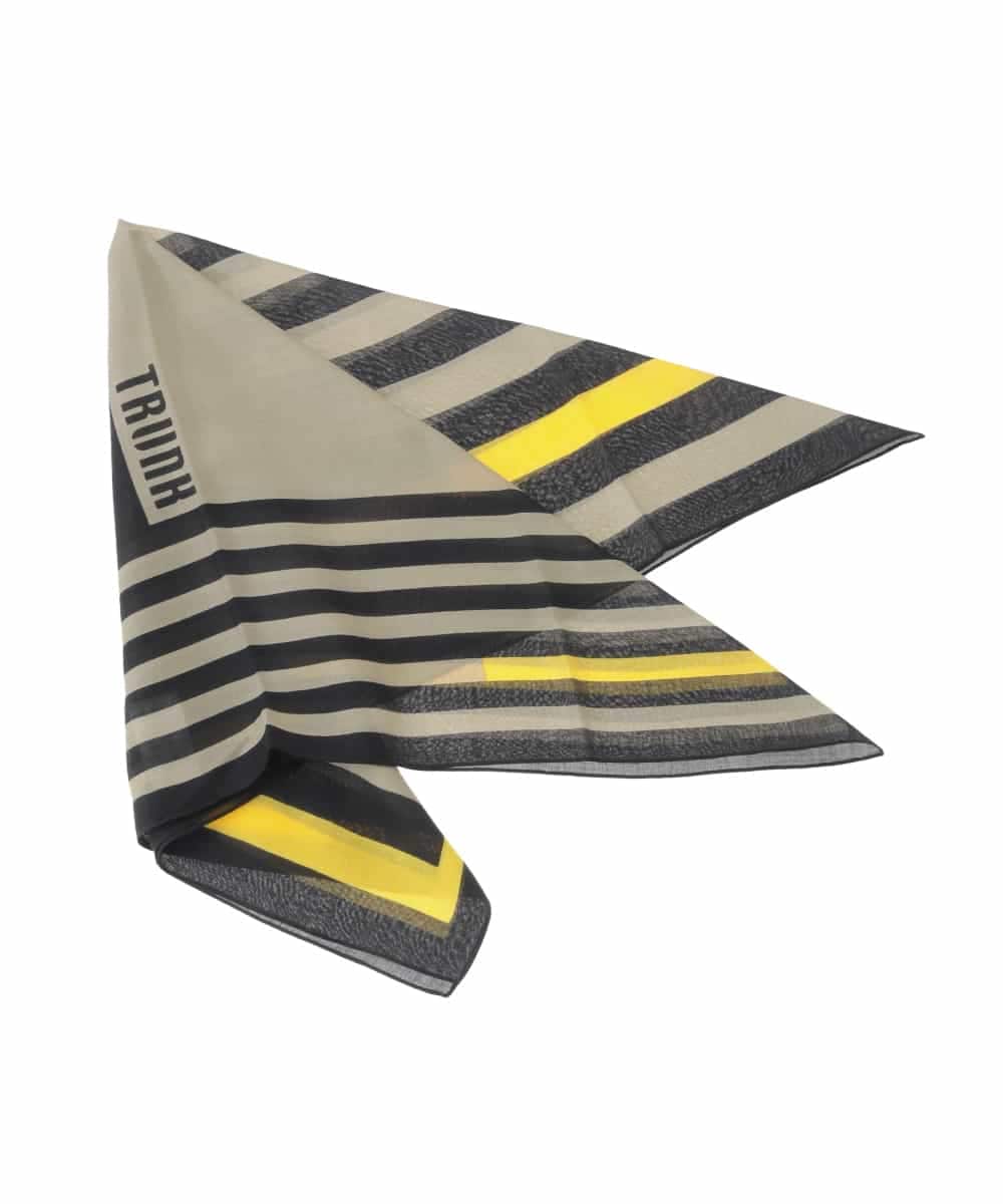 RG3FD02160 TRUNK HIROKO KOSHINO(ヒロココシノ) スクエアボーダースカーフ /洗える ベージュ