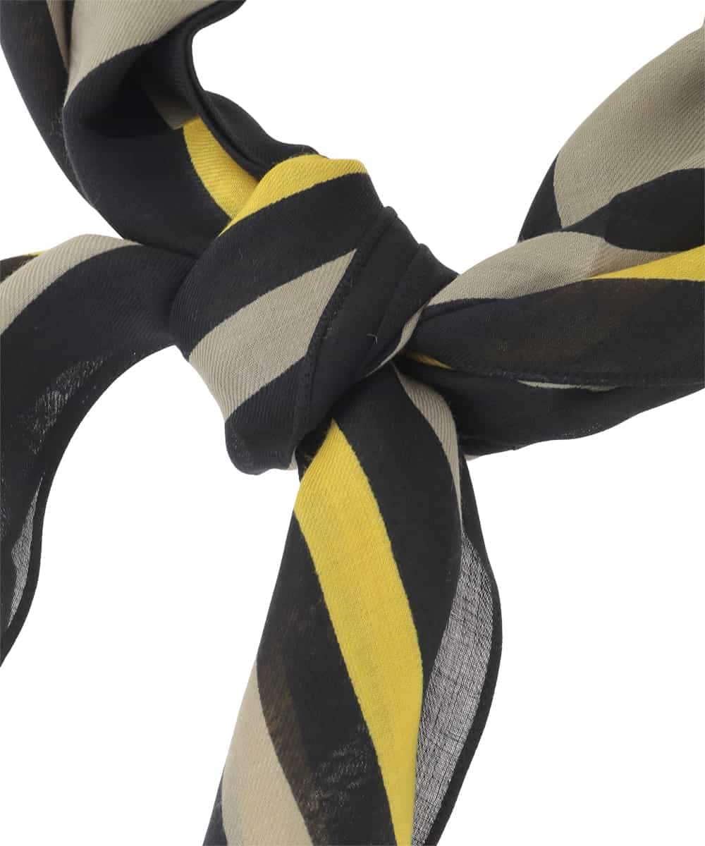 RG3FD02160 TRUNK HIROKO KOSHINO(ヒロココシノ) スクエアボーダースカーフ /洗える ベージュ