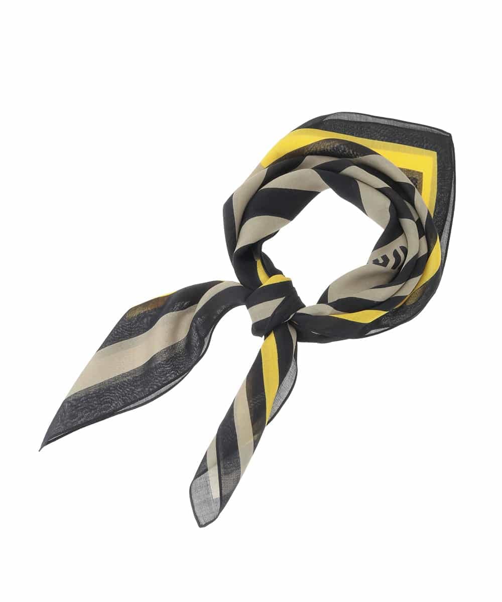 RG3FD02160 TRUNK HIROKO KOSHINO(ヒロココシノ) スクエアボーダースカーフ /洗える ベージュ