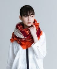 RG3GT01230 TRUNK HIROKO KOSHINO(ヒロココシノ) ストライプブロックプリントストール レッド