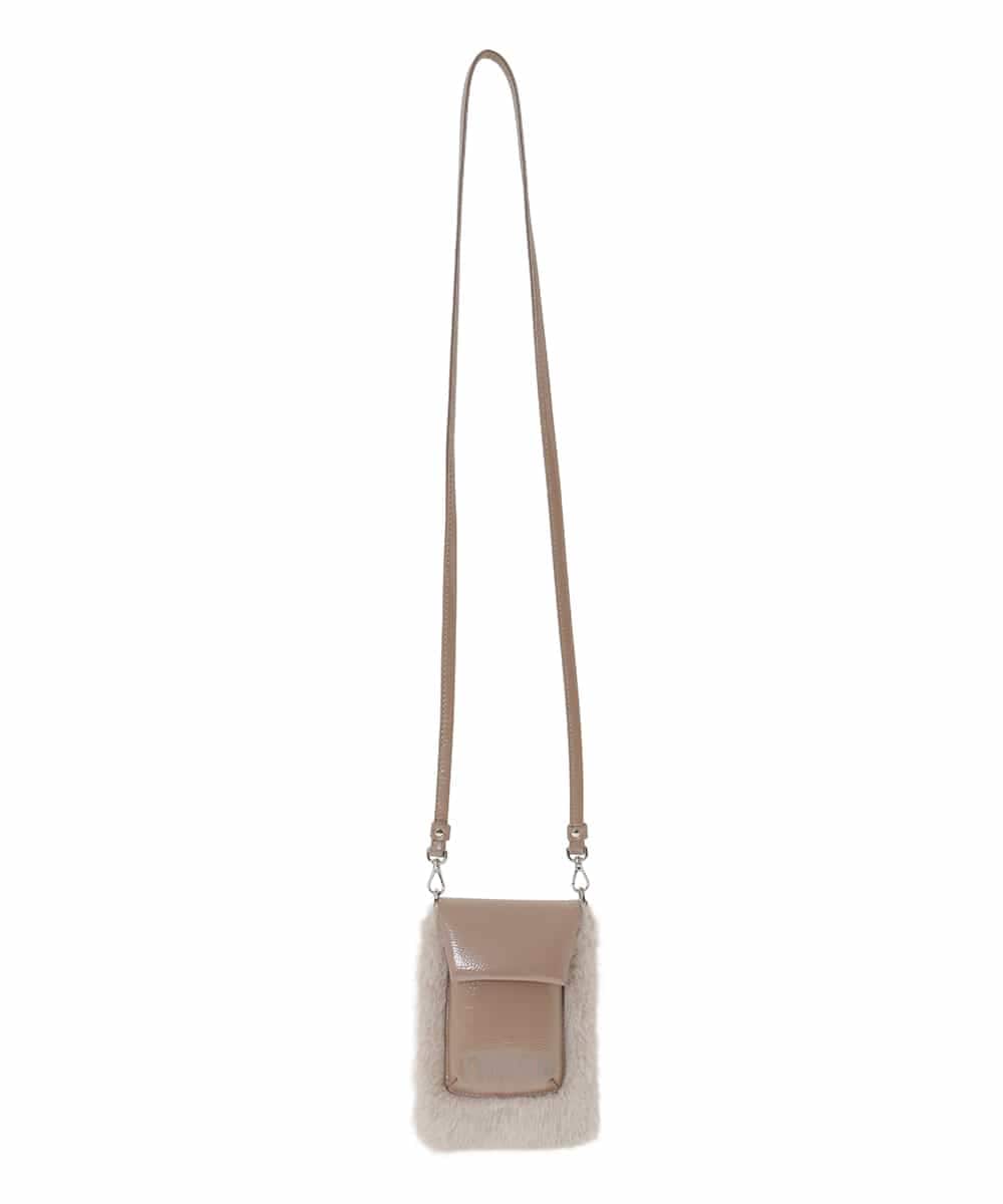 RG5AH01210 TRUNK HIROKO KOSHINO(ヒロココシノ) ファーモバイルポシェット ベージュ
