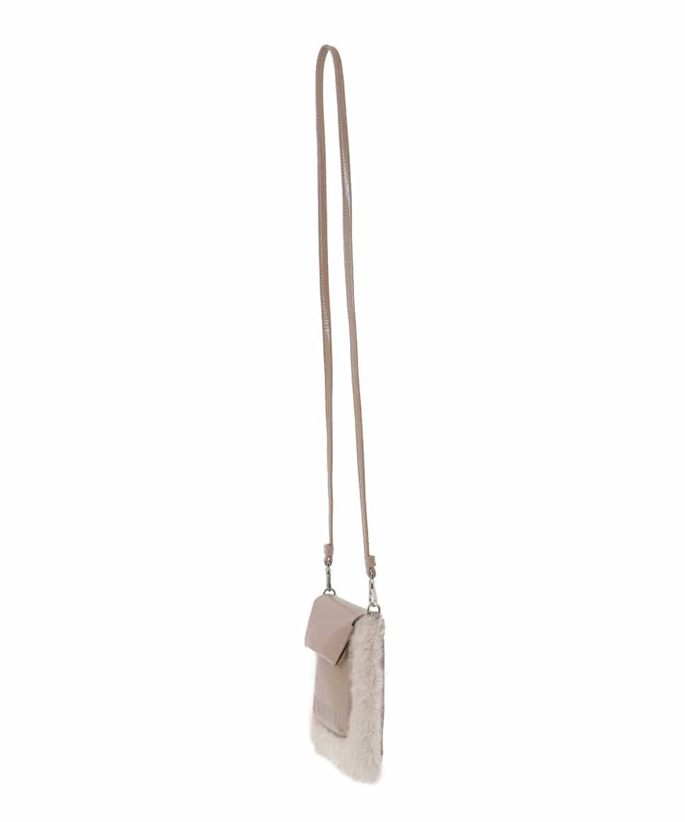 RG5AH01210 TRUNK HIROKO KOSHINO(ヒロココシノ) ファーモバイルポシェット ベージュ